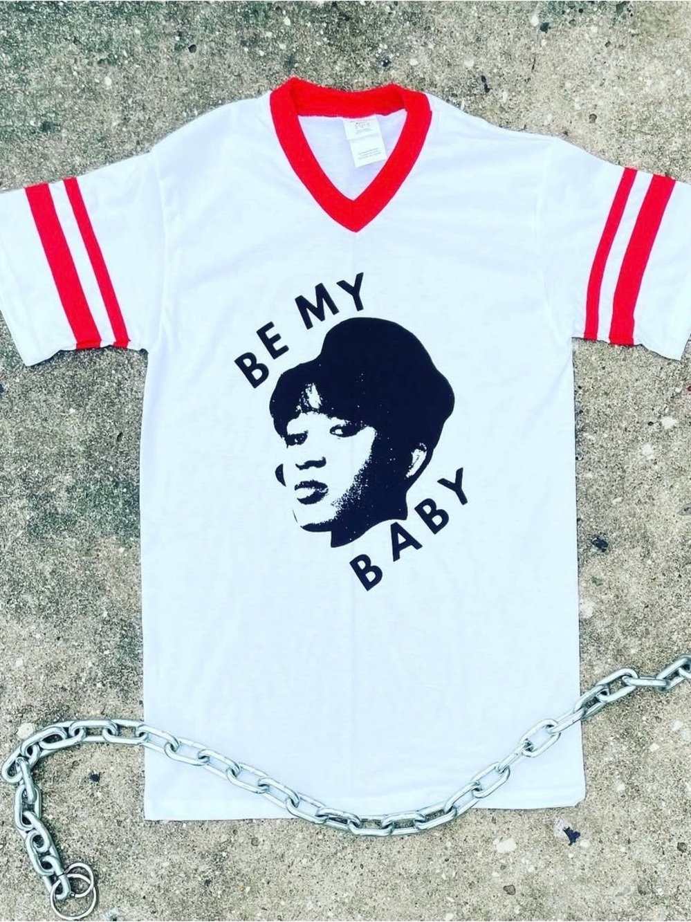 Be My Baby Graphic Ringer Tee - White & Red